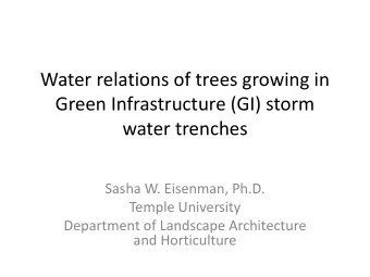 Water relations of trees growing in  Green Infrastructure (GI) storm  water trenches  Sasha W.