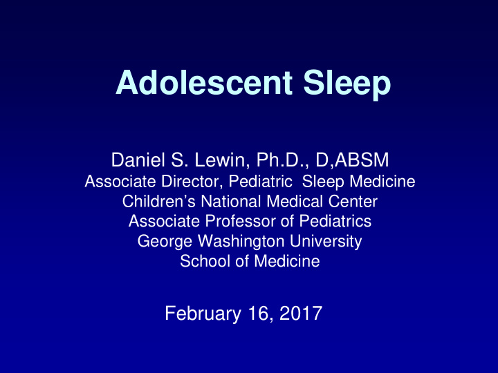 adolescent sleep