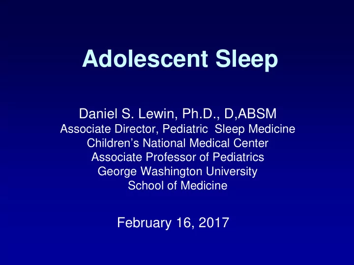 adolescent sleep