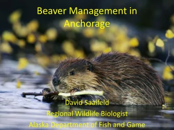 Anchorage  David Saalfeld  Regional Wildlife Biologist  Alaska Department of Fish and Game  General