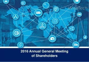 2016 Annual General Meeting  of Shareholders  Important notice and disclaimer  Visit