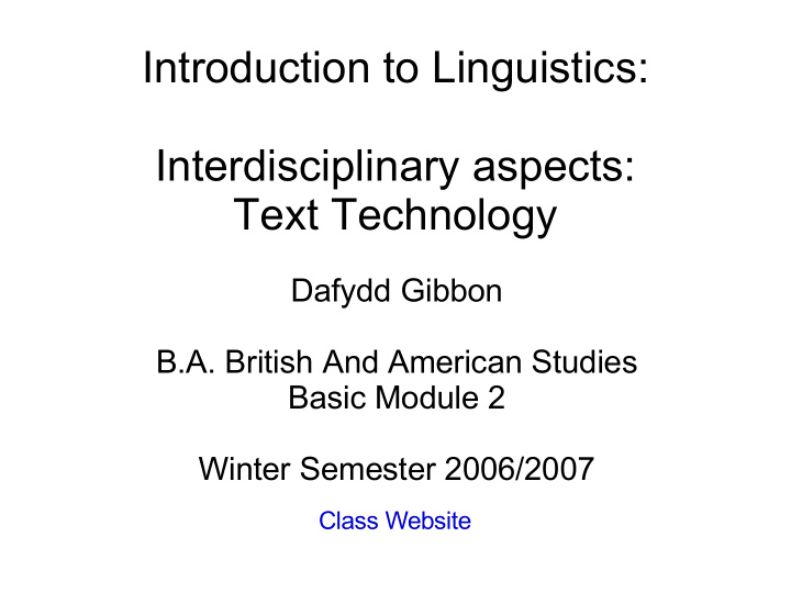introduction to linguistics interdisciplinary aspects