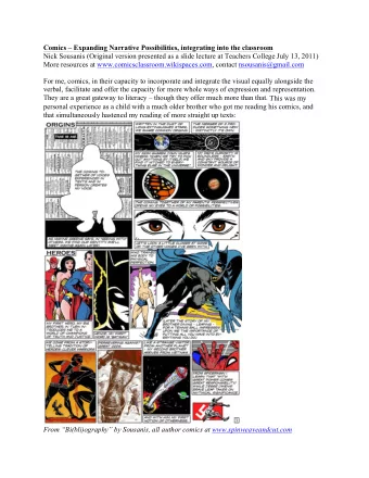 Comics  Expanding Narrative Possibilities, integrating into the classroom  Nick Sousanis