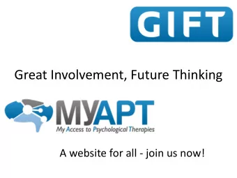 Great Involvement, Future Thinking  A website for all - join us now!  Our England CAMHS