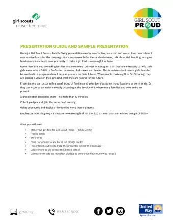 PRESENTATION GUIDE AND SAMPLE PRESENTATION  Having a Girl Scout Proud  Family Giving