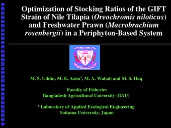 Optimization of Stocking Ratios of the GIFT  Optimization of Stocking Ratios of the GIFT Strain of