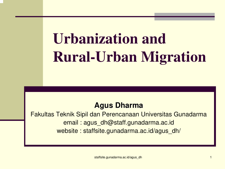 urbanization and rural urban migration