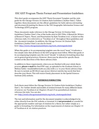 USC GIST Program Thesis Format and Presentation Guidelines  This short guide accompanies the GIST