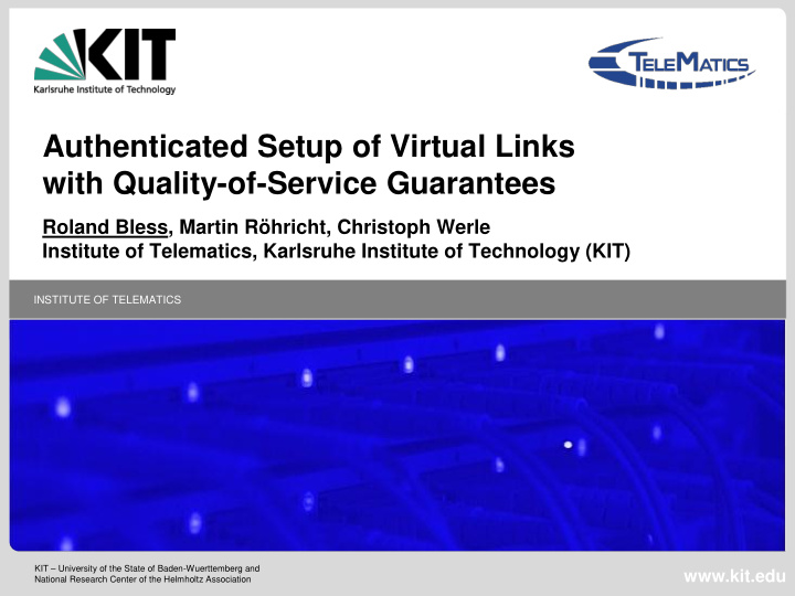 authenticated setup of virtual links with quality of