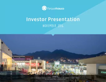 Investor Presentation  NOVEMBER 2016  CONTACTS  SARAH INMON (HEAD OF INVESTOR RELATIONS) | EDUARDO