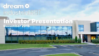 Investor Presentation  December 2015  1            Participation in strong Canadian