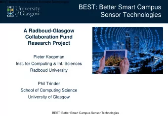 Sensor Technologies  A Radboud-Glasgow  Collaboration Fund  Research Project  Pieter Koopman  Inst.