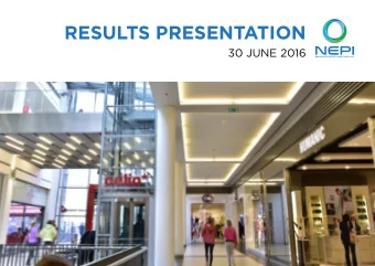 RESULTS PRESENTATION  30 JUNE 2016  1  RESULTS PRESENTATION  30 JUNE 2016 Company pr ofjle