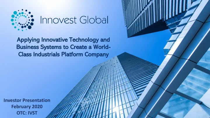 ap applyi ying ng i innovative e techno hnology a and bu