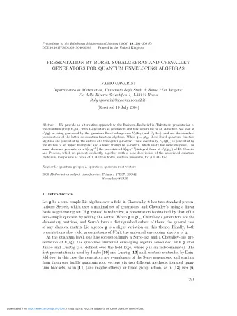 PRESENTATION BY BOREL SUBALGEBRAS AND CHEVALLEY  GENERATORS FOR QUANTUM ENVELOPING ALGEBRAS  FABIO