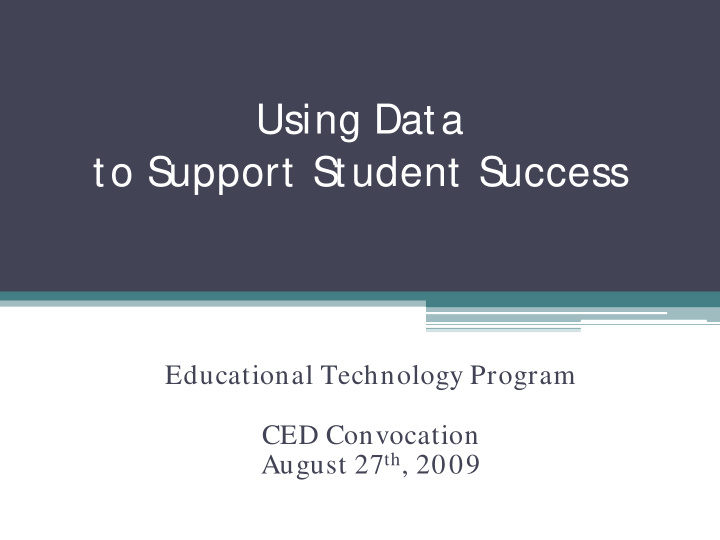 using data to support student success