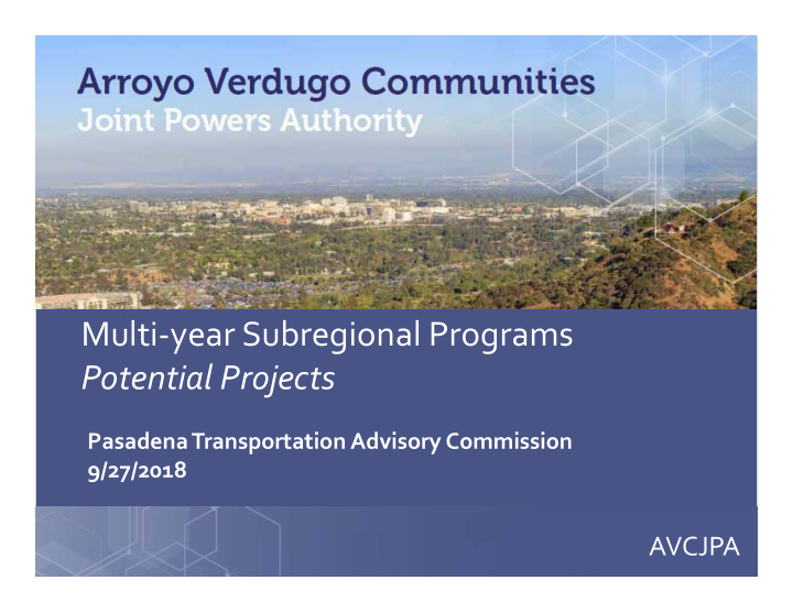 multi year subregional programs potential projects