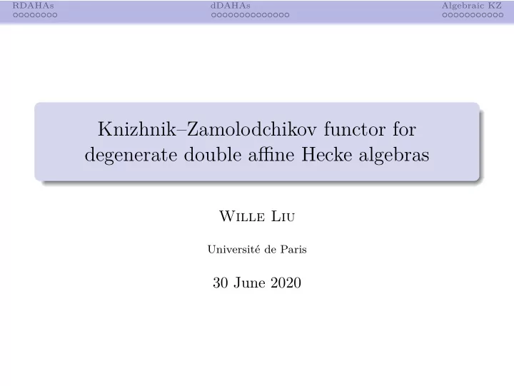 knizhnik zamolodchikov functor for degenerate double