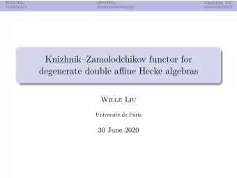 KnizhnikZamolodchikov functor for  degenerate double affine Hecke algebras  Wille Liu