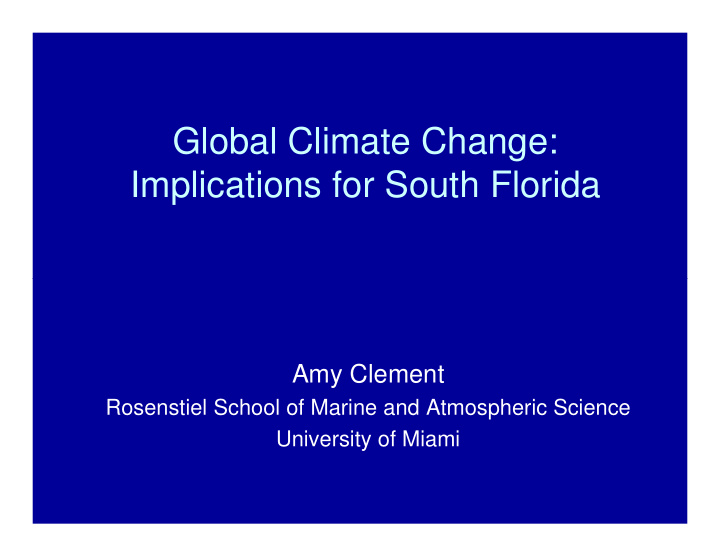 global climate change implications for south florida