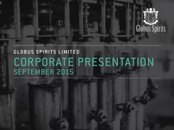 CORPORATE PRESENTATION  SEPTEMBER 2015  SAFE HARBOR  This presentation contains statements that