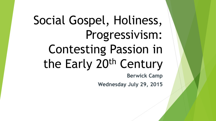 social gospel holiness