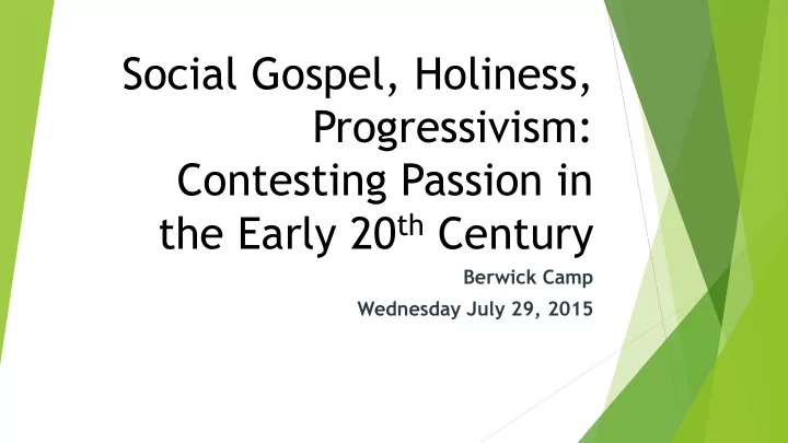 social gospel holiness