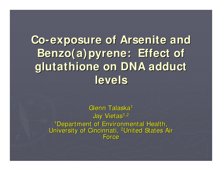 co exposure of arsenite and exposure of arsenite and co