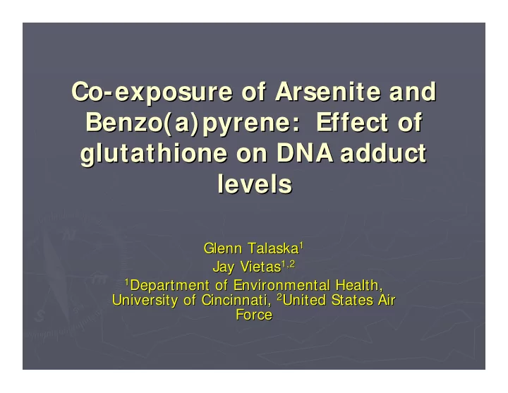 co exposure of arsenite and exposure of arsenite and co