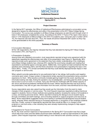 Spring 2017 Convocation Survey Results  (Spring 2017)