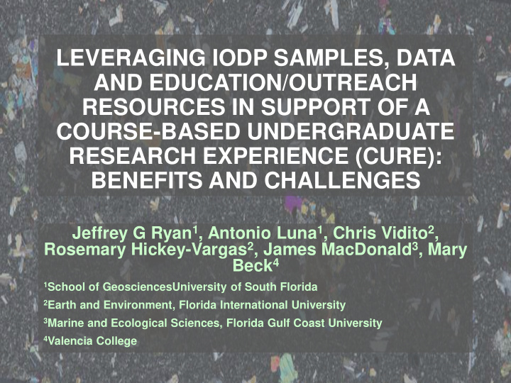 leveraging iodp samples data and education outreach