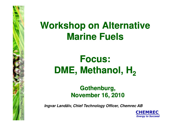 workshop on alternative workshop on alternative marine