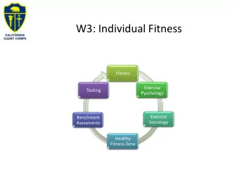 W3: Individual Fitness  Fitness  Exercise  Testing  Pyschology  Exercise  Benchmark  Sociology