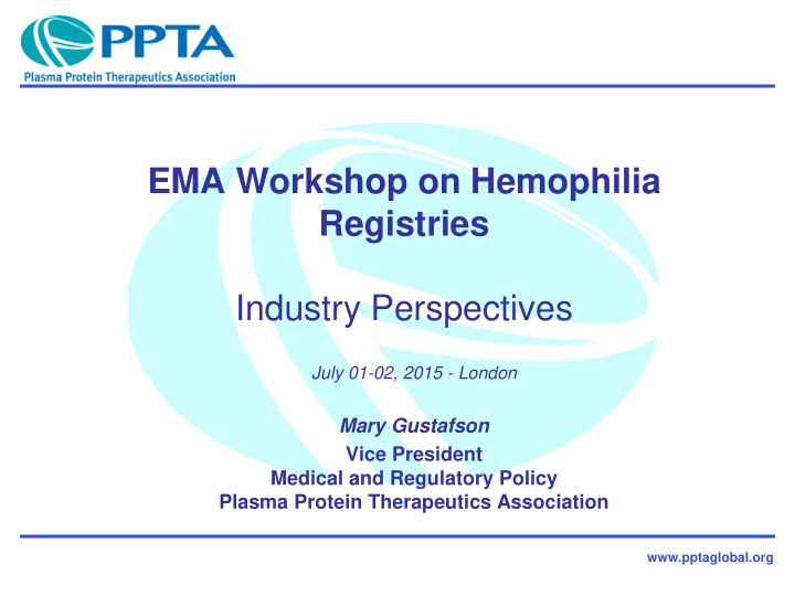 ema workshop on hemophilia registries industry