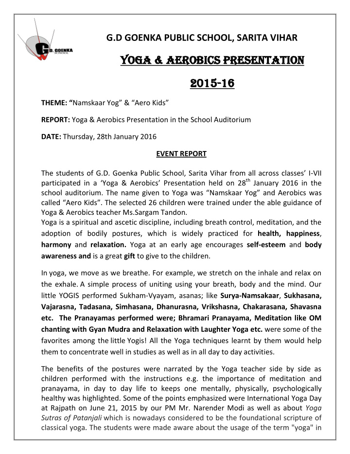 yoga yoga amp amp aer aerobics prese obics presentation
