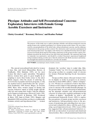 Physique Attitudes and Self-Presentational Concerns:  Exploratory Interviews with Female Group