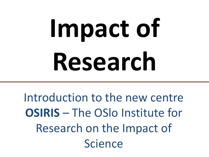 impact of research