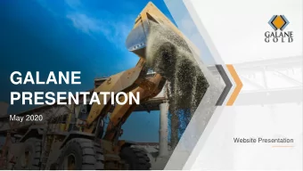 GALANE  PRESENTATION  May 2020  Website Presentation  CAUTIONARY STATEMENTS Certain statements