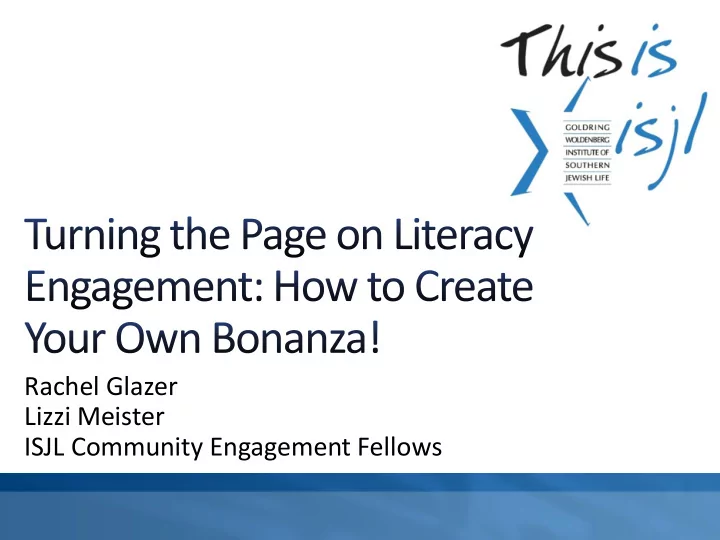 lizzi meister isjl community engagement fellows