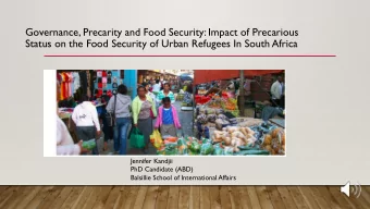Governance, Precarity and Food Security: Impact of Precarious Status on the Food Security of Urban