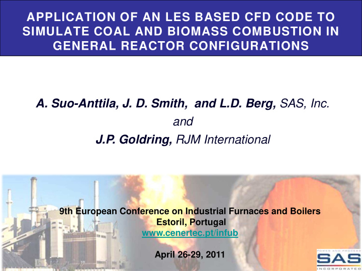 application of an les based cfd code to simulate coal and