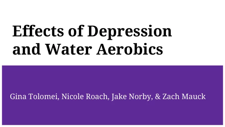 effects of depression and water aerobics