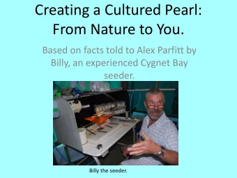 Creating a Cultured Pearl:  From Nature to You.  Based on facts told to Alex Parfitt by  Billy, an