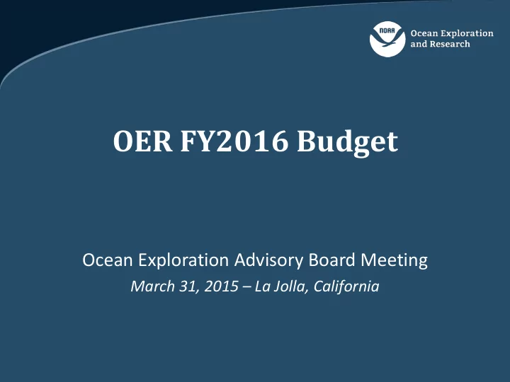 oer fy2016 budget