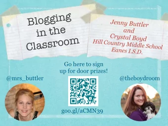 g  n  i  g  g  o  l  B  Jenny Buttler    e  h  t  n  and  i Crystal Boyd   m  o  o  r  s