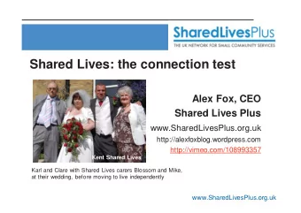 Shared Lives: the connection test  Alex Fox, CEO  Shared Lives Plus  www.SharedLivesPlus.org.uk