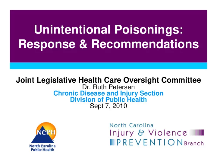 unintentional poisonings response amp recommendations