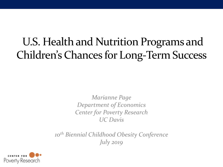 u s health and nutrition programs and children s chances