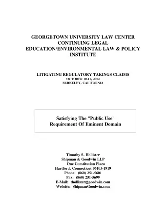 GEORGETOWN UNIVERSITY LAW CENTER  CONTINUING LEGAL  EDUCATION/ENVIRONMENTAL LAW &amp; POLICY