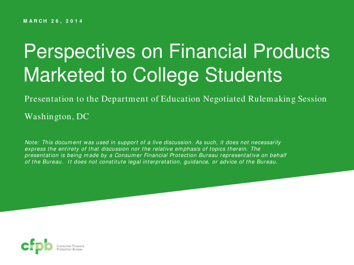 perspectives on financial products marketed to college